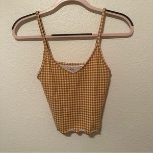 PacSun Yellow Checkered Plaid Crop Top Spaghetti Strap
